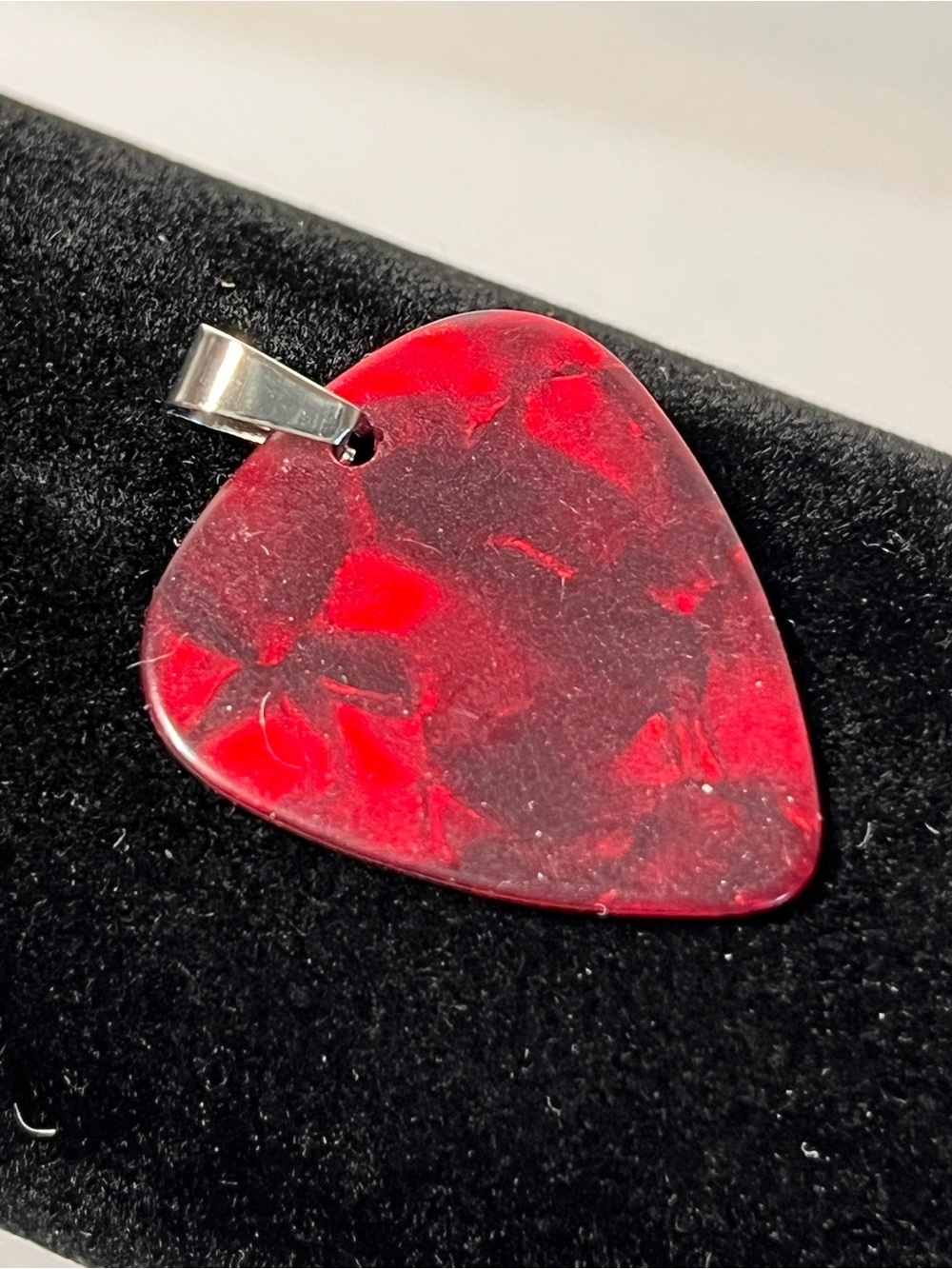 Guitar Pick pendant Deep Red Necklace - unique. Music lover!
